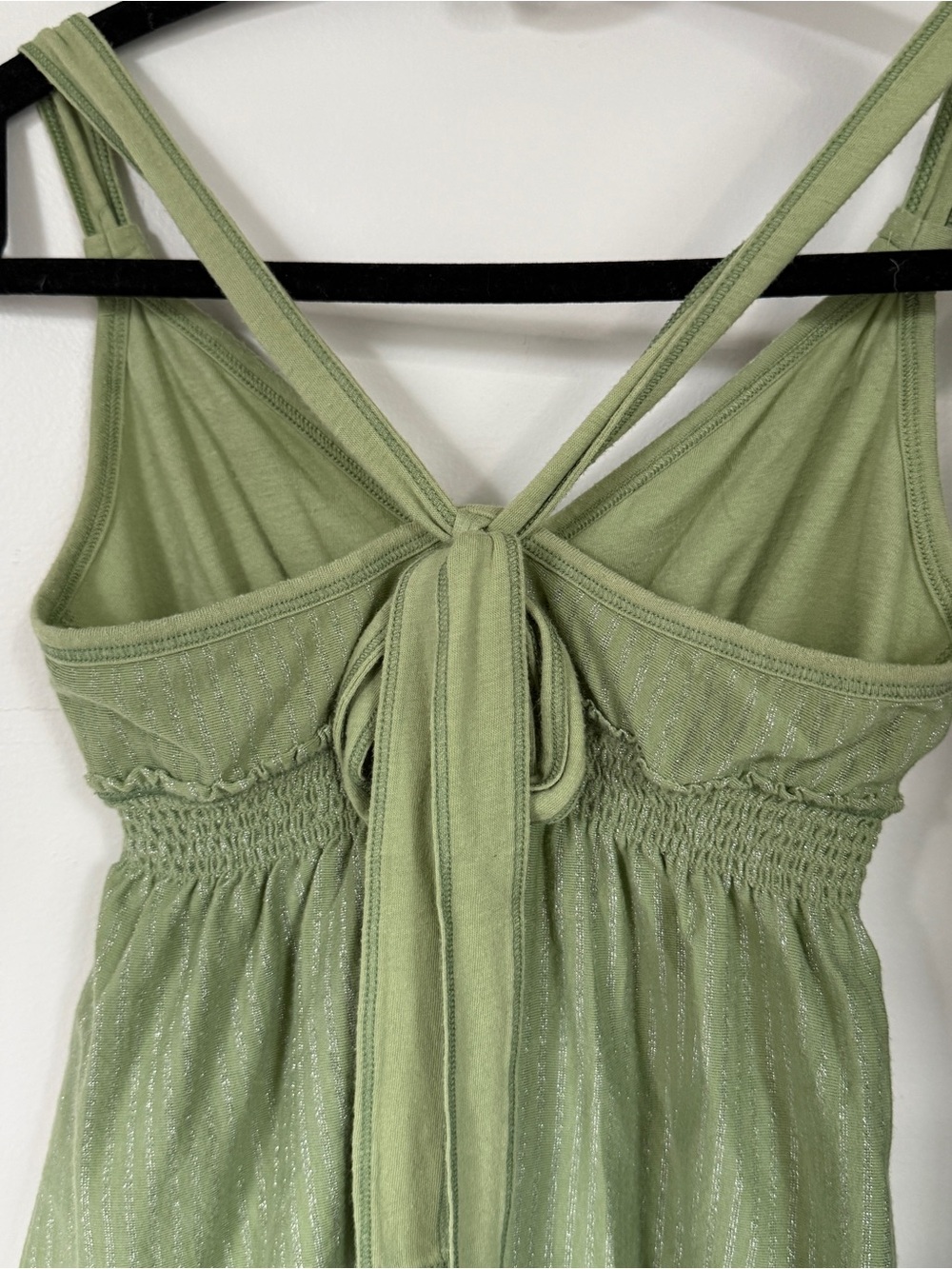 Hollister Y2K Sage Green Shimmer Tie Back Babydoll Tank XS - Picture 8 of 11